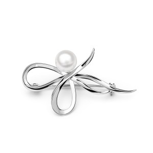 Brosa perla naturala alba din argint DiAmanti SK20224BR_W-G (Argint 925‰ 3,8 g.)